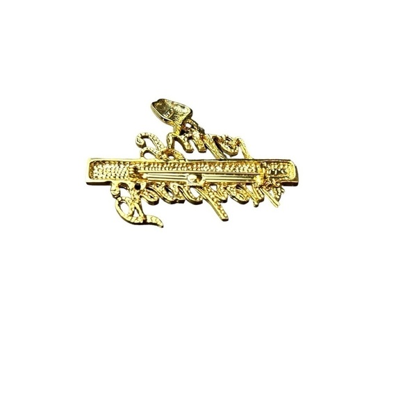 Teachers Rule Gold Tone Brooch with a Ruler and a Apple Charm Pin - Picture 7 of 11